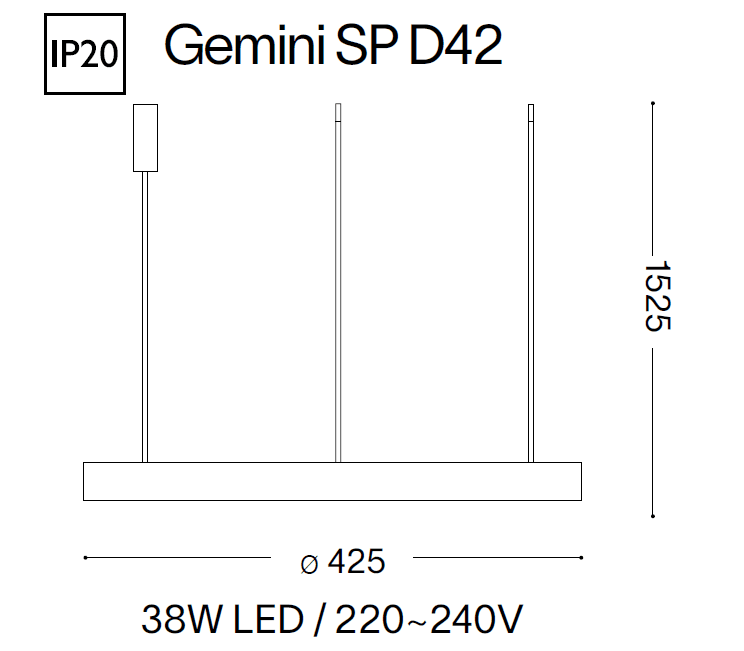 Lustra GEMINI SP D42 BIANCO, 247229