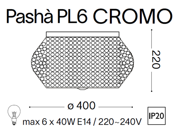 Plafoniera PASHA PL6 CROMO, 100784
