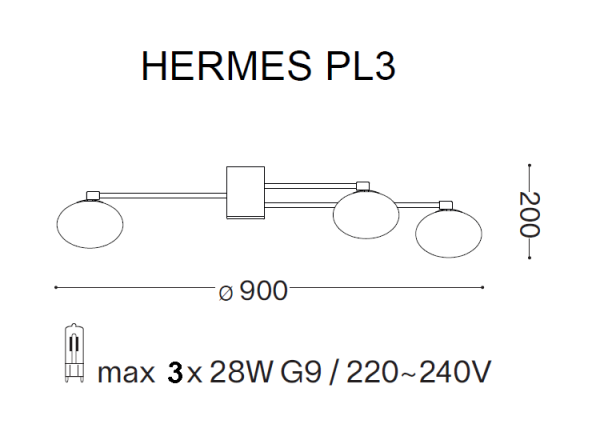 Plafoniera HERMES PL3